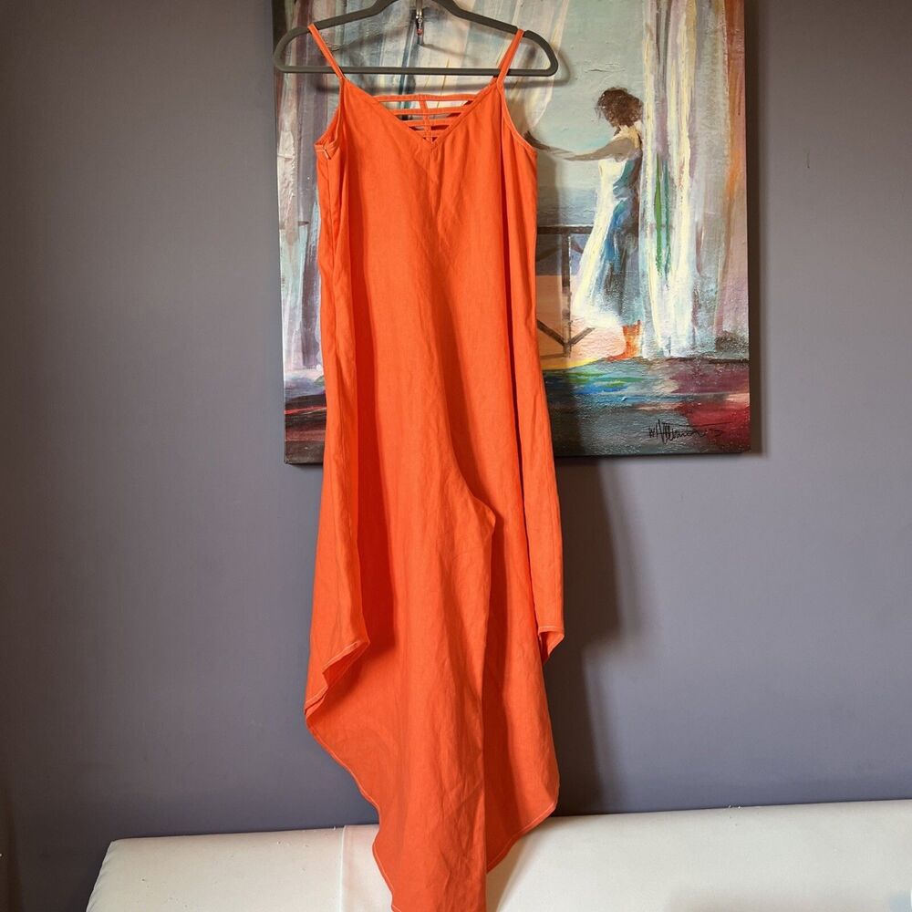 Gloria A. Size S Bright Orange Women Jumpsuit 100% Cotton Summer Fun